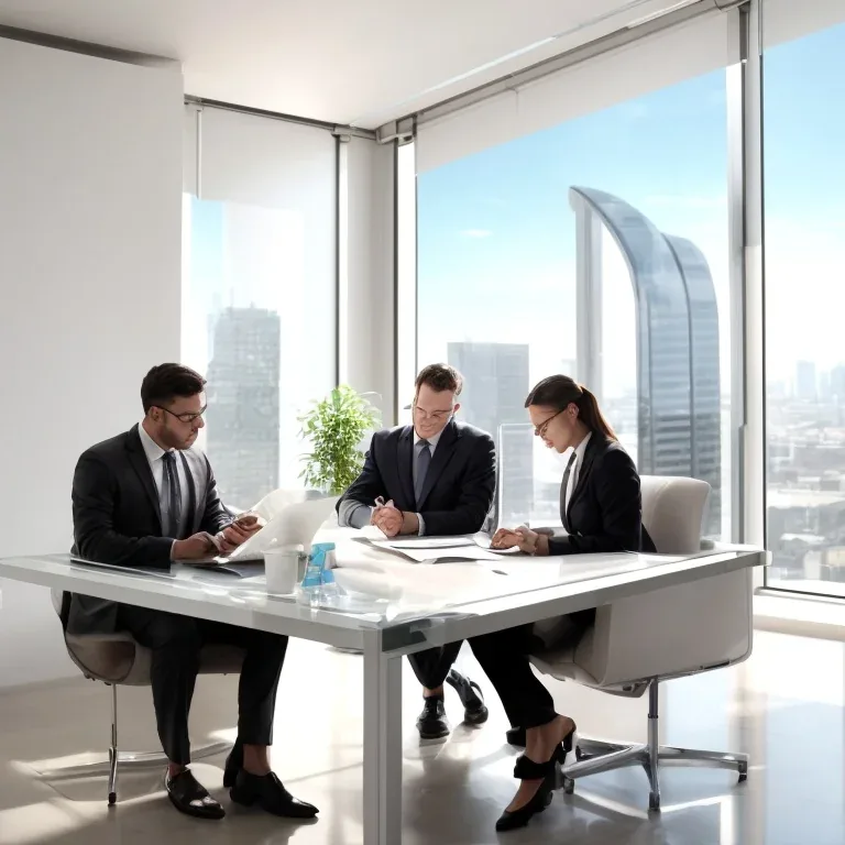 Legal consultation and corporate documents on desk